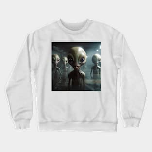 Smiling Ufo Creatures in Swamp Crewneck Sweatshirt